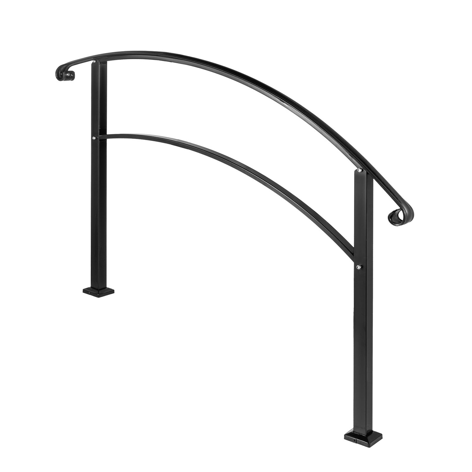 Main courante fer forgé ajustable de 1 à 5 marches barrière robuste noire 4Ft