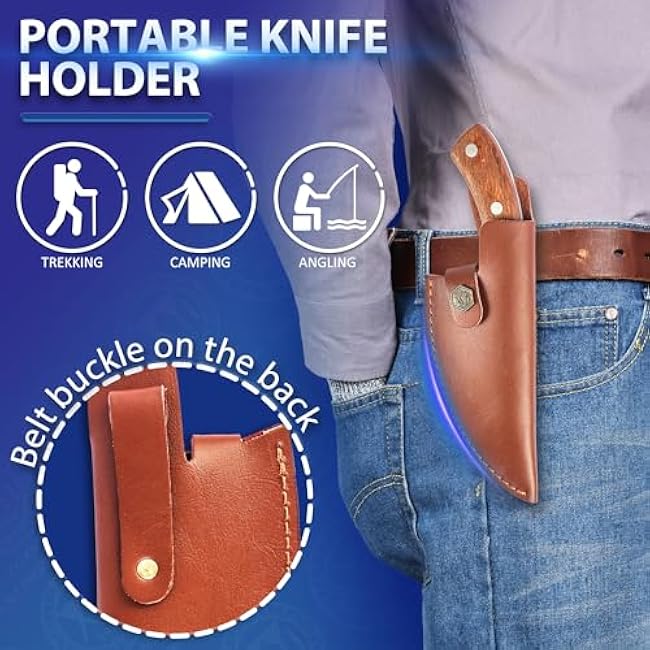 XYJ Leather Sheath For 6 Inch Boning Knife Edge Guards Blade Protector Cleaver Chef Knives Cover With Loop Belt For Outdoor Camping