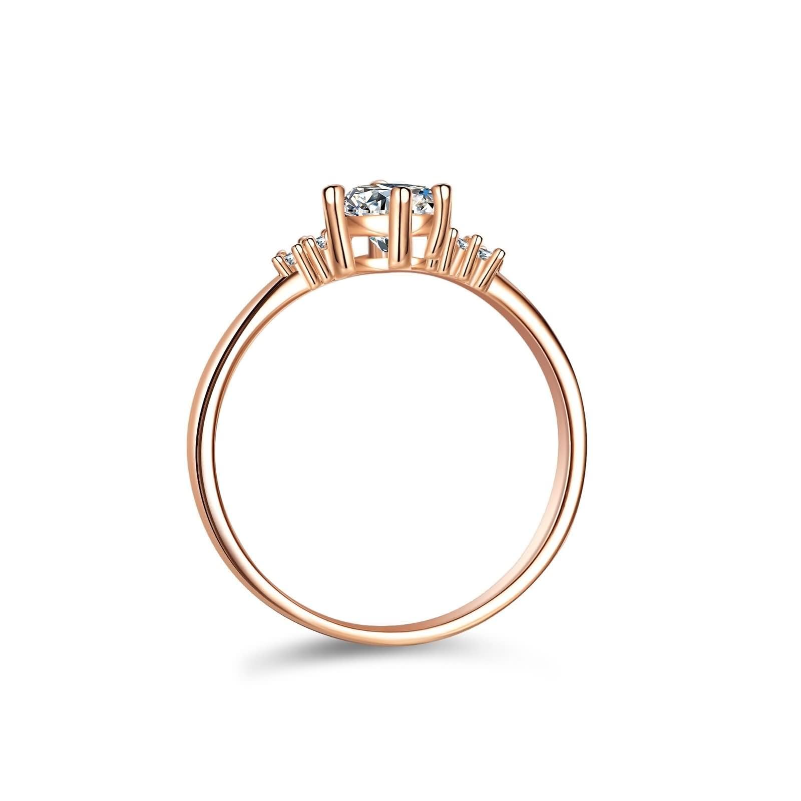 Fedi nuziali vintage proposta di matrimonio anello con 4 artigli e 0,5 ct moissanite 14 carati oro rosa misura 49 (15,6)