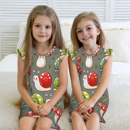 Augenstern Flutter Sleeve Nightgown Kawaii-Snails-Mushrooms Soft Sleepwear Nightdress4