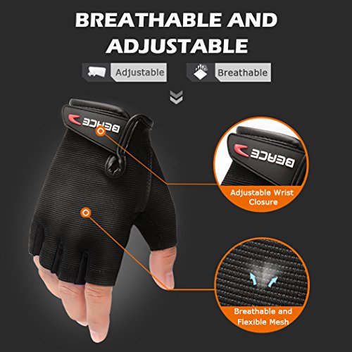 Beace GYM-GLOVE-01-BLACK-L Weight Lifting Gym Gloves With Breathable Leather Palm For Workout Exercise Training Fitness And Bodybuilding thumb #4