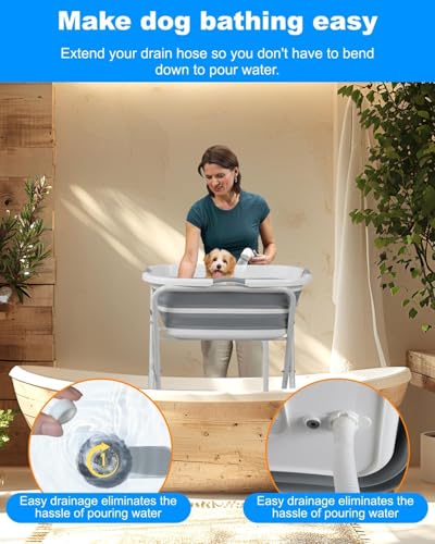 Dog-Bathtub-2-in-1-Foldable-Portable-Dog-Washing-Station-for-Bathing-Showering-and-Grooming-Dog-Bathing-Station-with-Drain-Hole-for-Small-Dogs-Cats-and-Other-Pets-Indoor-and-Outdoor Dog Bathtub 2 in 1 Foldable Portable Dog Washing Station for Bathing Showering and Grooming Dog Bathing Station with Drain Hole for Small Dogs Cats and Other Pets Indoor and Outdoor