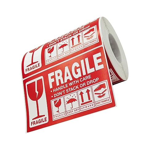 LALAFINA Fragile Sticker Roll 1 Pack Handle Care Warning Decals for Safe Shipping