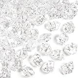 HAPYSHOOP Fake Ice Cubes,100 Pcs Clear Rocks for Vases,17 * 22 mm Plastic Diamonds,Plastic Ice Cubes Vase Fillers for Centerpieces