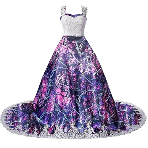 YINGJIABride Ball Gown Muddy Camo and Lace Country Wedding Dresses Bridal Party Prom Gowns Long