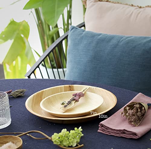 Disposable Bamboo Plates - 10 Inch Round / 25 Pack - Eco Friendly Palm Leaf Plates - Sturdy Wooden Dinnerware Set For Weddings, Parties, Bbqs And Catering Events #TOP4