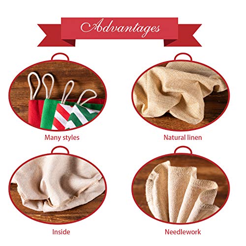 Favide 9 Pieces Christmas Burlap Stockings Xmas Fireplace Hanging Stockings For Christmas Decoration Diy Craft (Color Set 1, 9) #TOP2