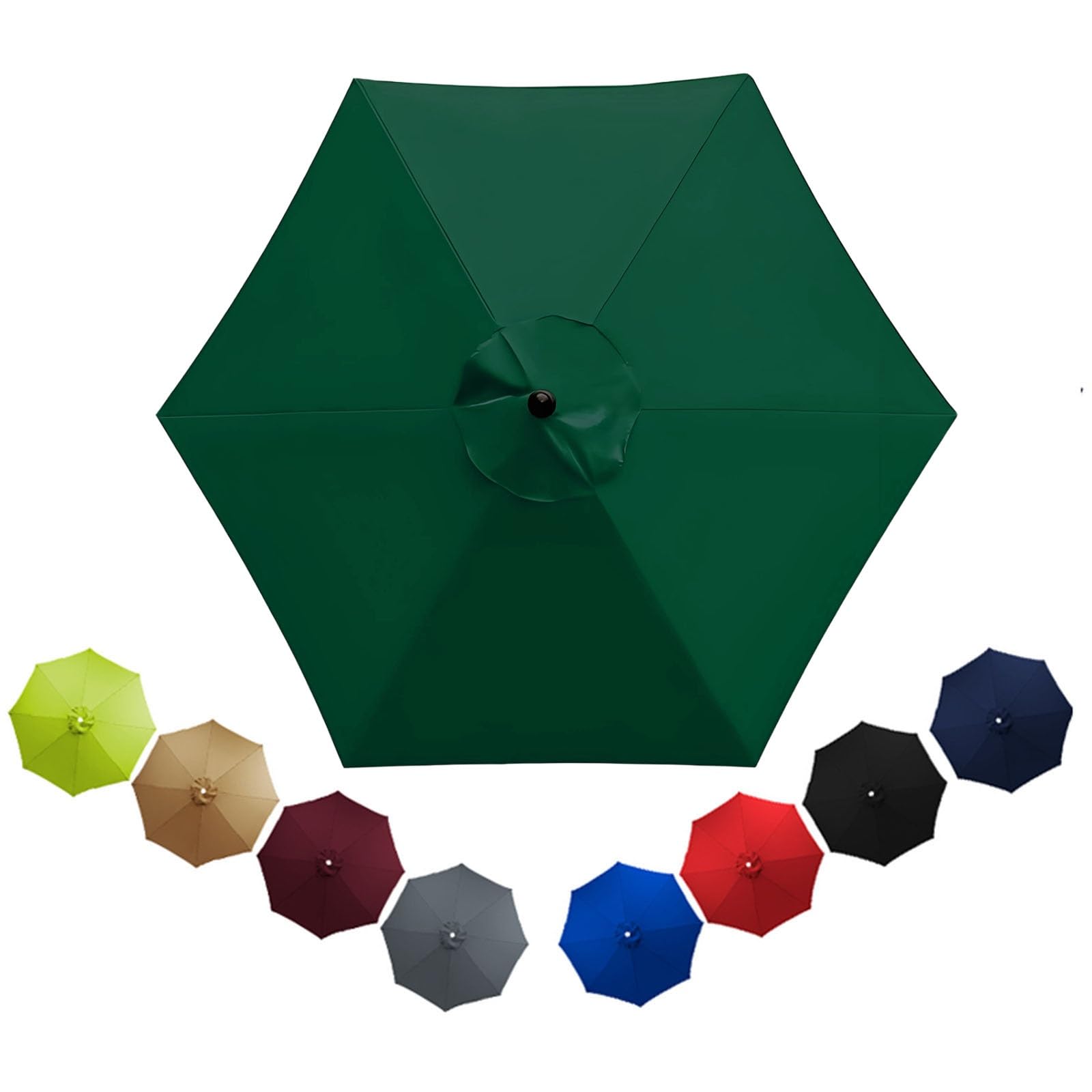 Patio Replacement Parasol Canopy Waterproof for 2m 2.3m 2.5m 2.7m 3.0m 3.5m Umbrella Cover Umbrella Replacement Top Outdoor Patio Replacement Parasol Fabric for Pool Beach(Dark green,3.5m/6ribs)