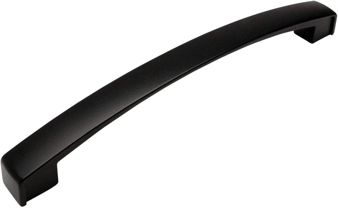10 Pack - Cosmas 616-160FB Flat Black Modern Cabinet Hardware Arch Handle Pull - 6-5/16" Inch (160mm) Hole Centers