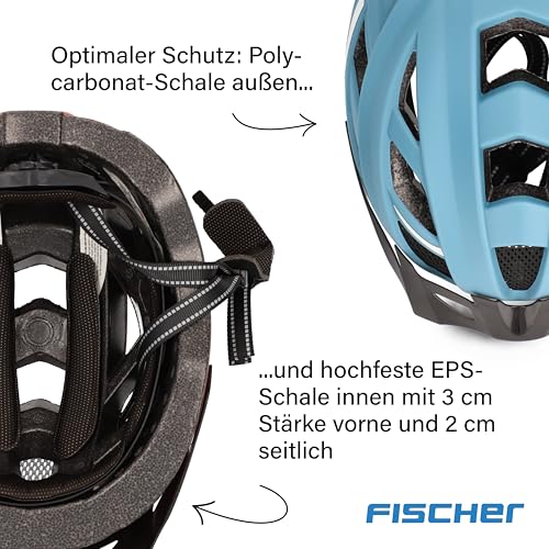 FISCHER Erwachsene Fahrradhelm, Radhelm, Cityhelm Urban Plus Chicago, S/M, 52-59 cm, blau, mit integriertem LED-Rücklicht
