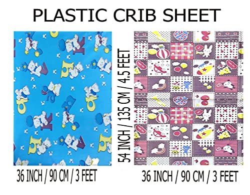 Image of EcoSoft Plastic Sheet,PVC Sheet for Kids,Rubber Sheet for Babies,Bed Wetting Protector(90 x 135 cm) (Alphabet Blue & Circus Purple)