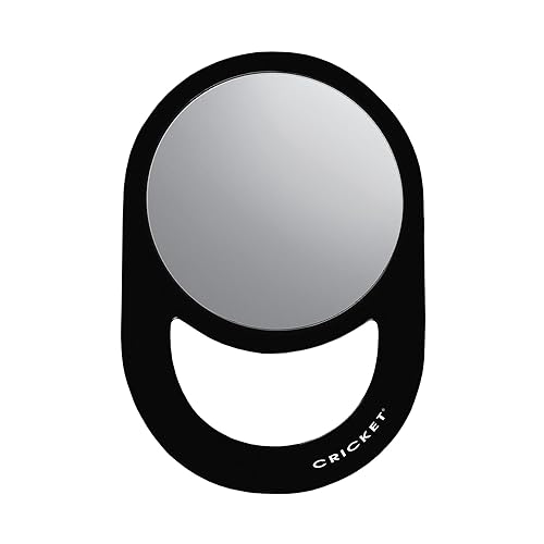 Cricket Espejos de salón de estilo ovalado para estilista, espejo de mano con asa, suministros y accesorios para estación de peluquería, color negro