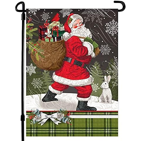 Home4Ever Christmas Garden Flag - Double Sided Santa Claus Christmas Flag 12x18 - Premium Christmas House Flags for Front Yard, Lawn, Porch, Door Winter Garden Decorations - Suits Standard Flagpole Cover