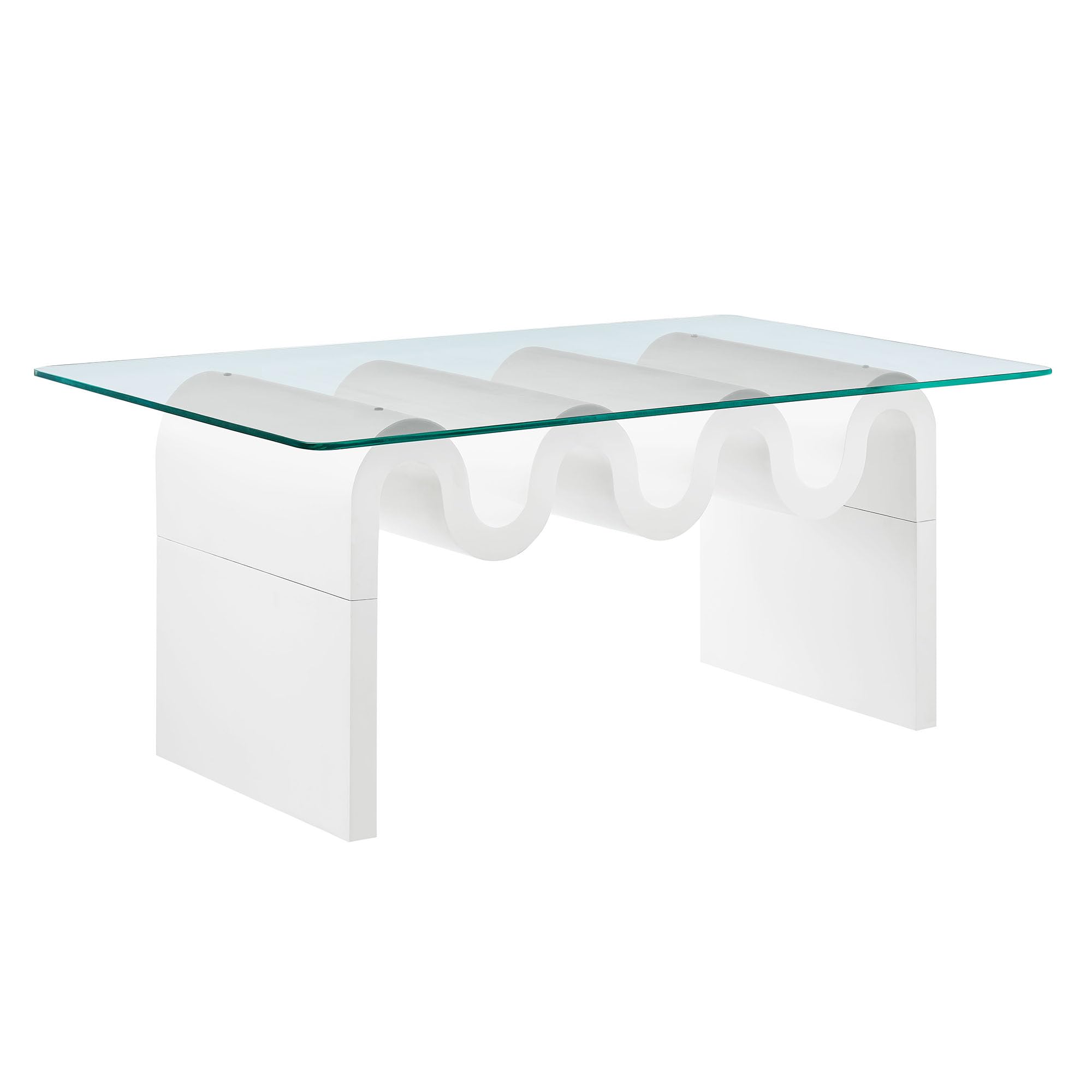 Modway Ondine Glass and Wood Coffee Table in White
