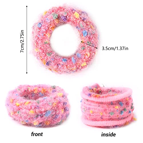Furry Pompoms Hair Scrunchines Flurry Hair Bobbles,6 Pieces Plush Fur Hair Ties Pom Pom Hair Bobbles Women Thick Hair Bands Elastic Hair Ropes for Women Girls Ponytail Scrunchines C1 - Image 2