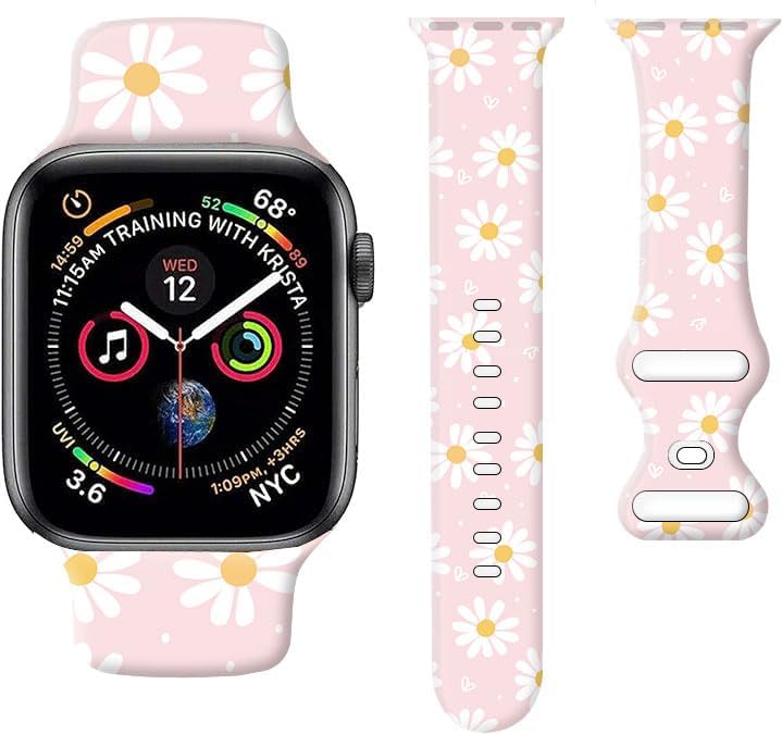 Sport Watch Bands Compatible with Apple Watch Band 38mm 40mm 41mm for Women Men, Adjustable Soft Silicone Replacement Smartwatch Wristband for iWatch Series 7 6 5 4 3 2 1 SE(f)