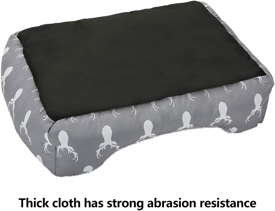 Hollypet Printed Flannel Rectangle Plush Dog Cat Bed Self-Warming Pet Bed, Gray Antlers