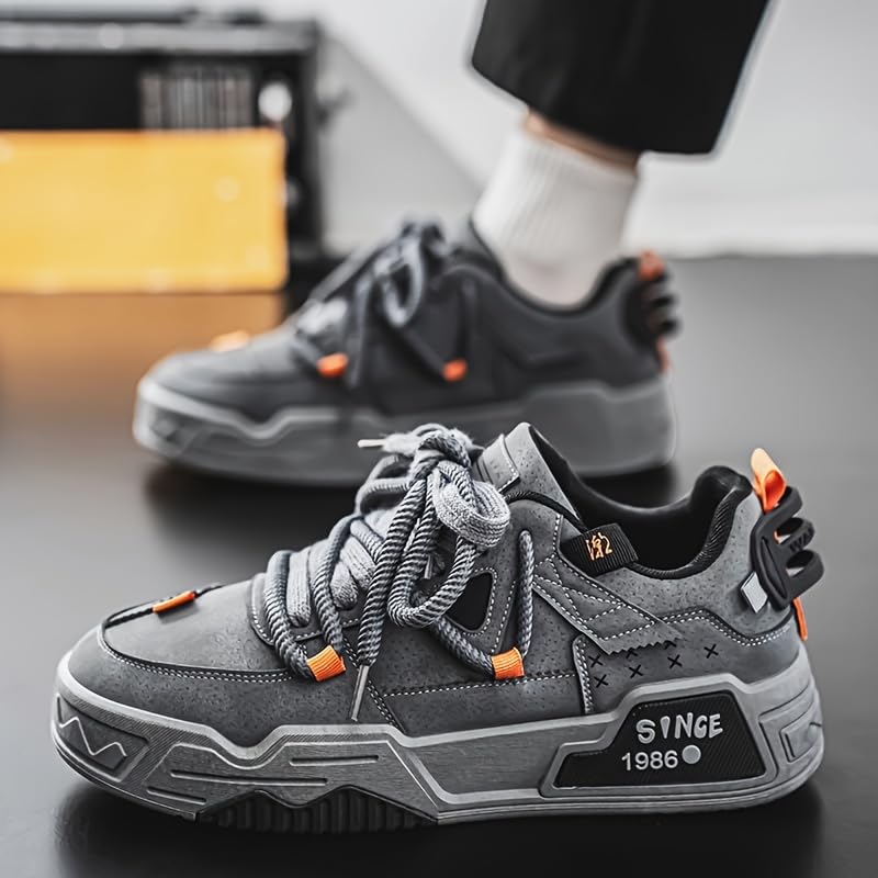 Men's Fashion Skate Sneakers - Comfortable, Non-Slip Breathable Lace-Up Shoes with Rubber Sole for All Seasons3