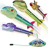 Gizzjoy Dinosaur Toy Rocket Launcher for Kids - Launch Up to 100 Ft, 4 Rockets, Outdoor Outside Toys for Kids, Dinosaur Toys, Birthday Gifts for 3 4 5 6 7 8-12 Year Old Boys Girls
