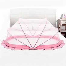 TurtleGrip Crib Net, Portable Baby Mosquito Net Anti-Bug | Size: 135 x 65 x 65cms, for (0 to 24 Months) Baby Color: Pink