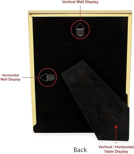 Miniatura 3 de Isaac Jacobs Marco de fotos de metal dorado con purpurina (vertical y horizontal) de 5 x 7 pulgadas, con caballete de tela negra, para montar en la