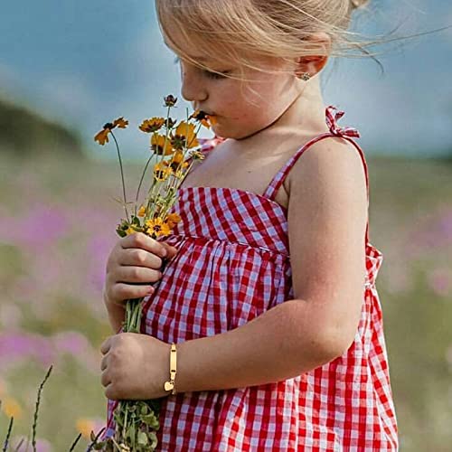 MEALGUET Personalized Child ID Bracelet : 18K Gold Plated Stainless Steel Custom Name ID Plate Bar Bracelet for Children Toddler from Mom, Engraved Kid Name for Daughter Son,Customized Birthday Gift3