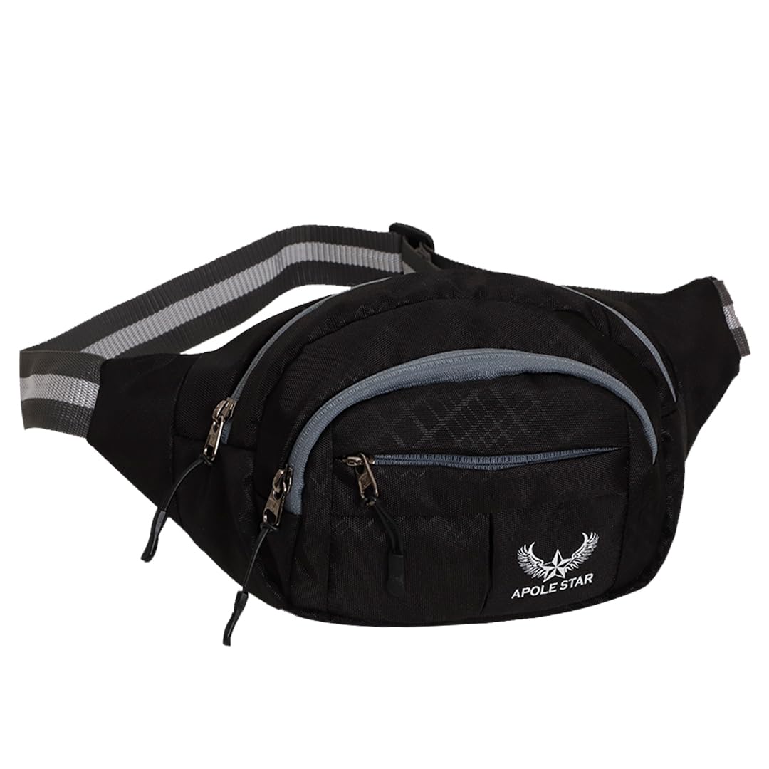 Apolestar Waist Bag - Stylish Chest Sling Cross Body Bag for Passport Mobile, Sport & Travel Essentials for Men & Women (Black)-image-6