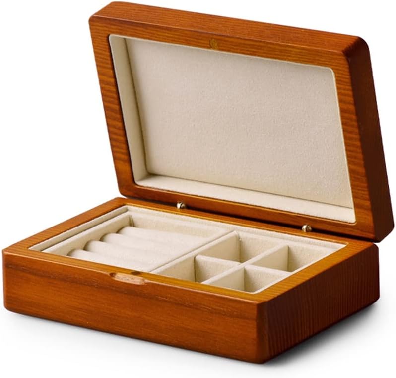 Solid Wood Jewelry Case For Earrings Bracelet Pendant Necklace Watch Box Organizer(E)
