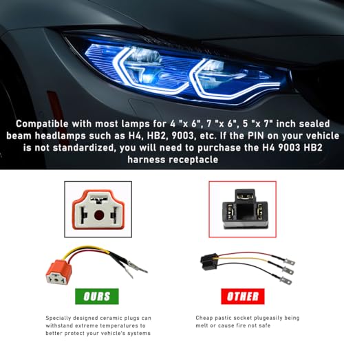 Povtii POVTII-1961CH 2Pcs Ceramic H4 9003 Hb2 Wiring Harness Headlight Socket thumb #5