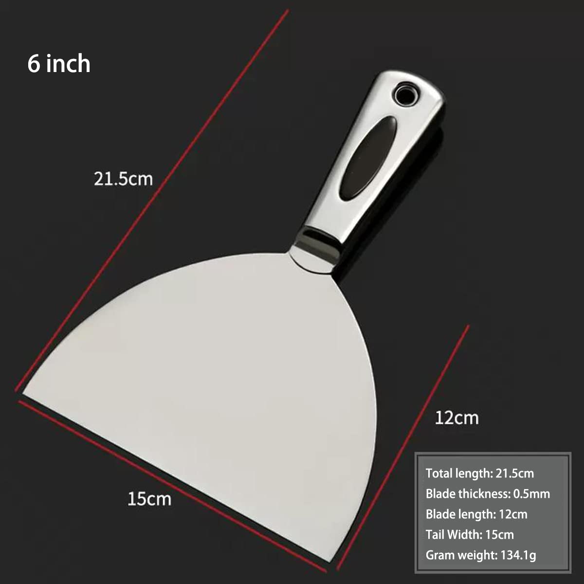 Coltello da stucco, coltello da riempimento, in acciaio inox, per stucco e cartongesso, flessibile, per pareti e carta da parati, 15,2 cm