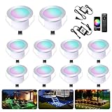 INDARUN φ1.22 デッキ照明 LED 埋め込み式デッキライト 屋外 防水 12V 低電圧 RGB デッキランプ リモコン付き スマートイングラウンドランドスケープ デッキステップライト 階段 小道 庭用