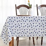 60 x 84 Inch Rectangle Tablecloth - Heavy Duty Cotton Linen Fabric Table Cloth - Washable Table...