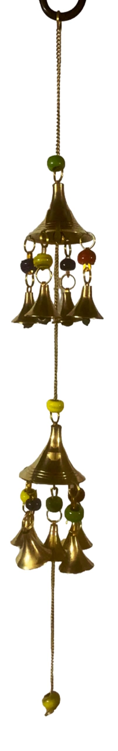 Brass Wind Chimes, Beautifully Handcrafted, from Moradabad, The Brass City of India (49CM Long, with 2 Sets of Bells)-picture-11