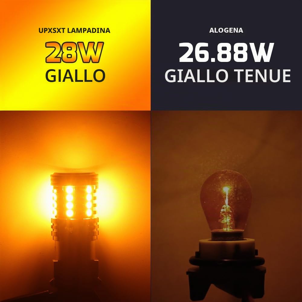 2 pezzi lampadine LED 1156 ambra, 7507 BAU15S Py21w Lampadina LED Canbus senza errore Anti Hyper Flash Lampadina di ricambio per indicatore di direzione LED Super luminosa 12V-24V 27SMD 28W 4000LM
