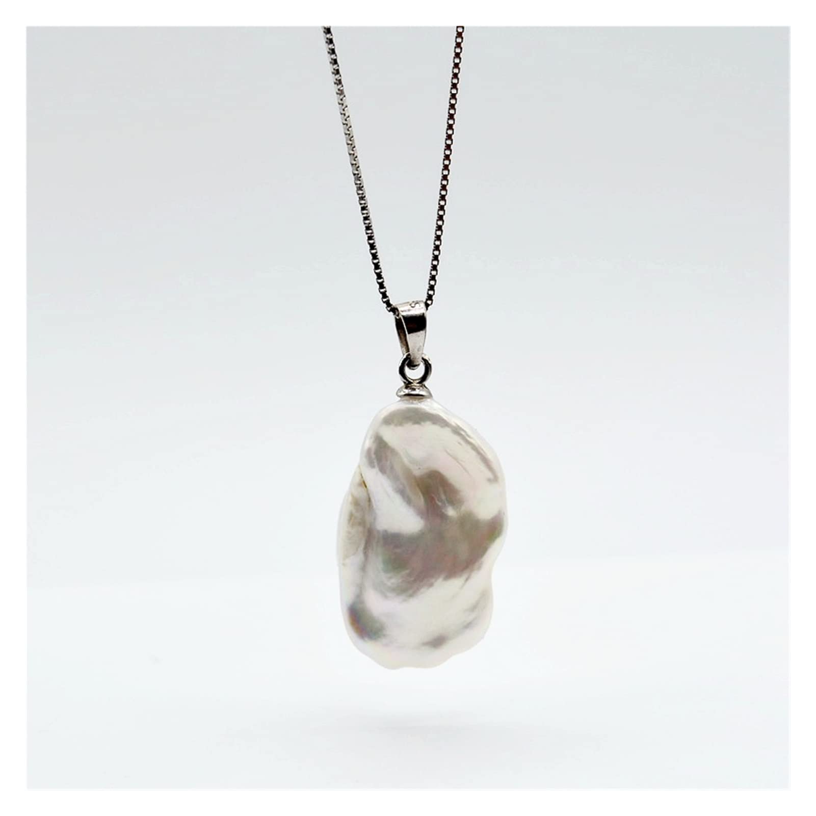 Collane da donna Collana con ciondolo ragazza, stile barocco, perla piatta irregolare, collana in argento sterling 925, collana in argento da donna accessori alla moda