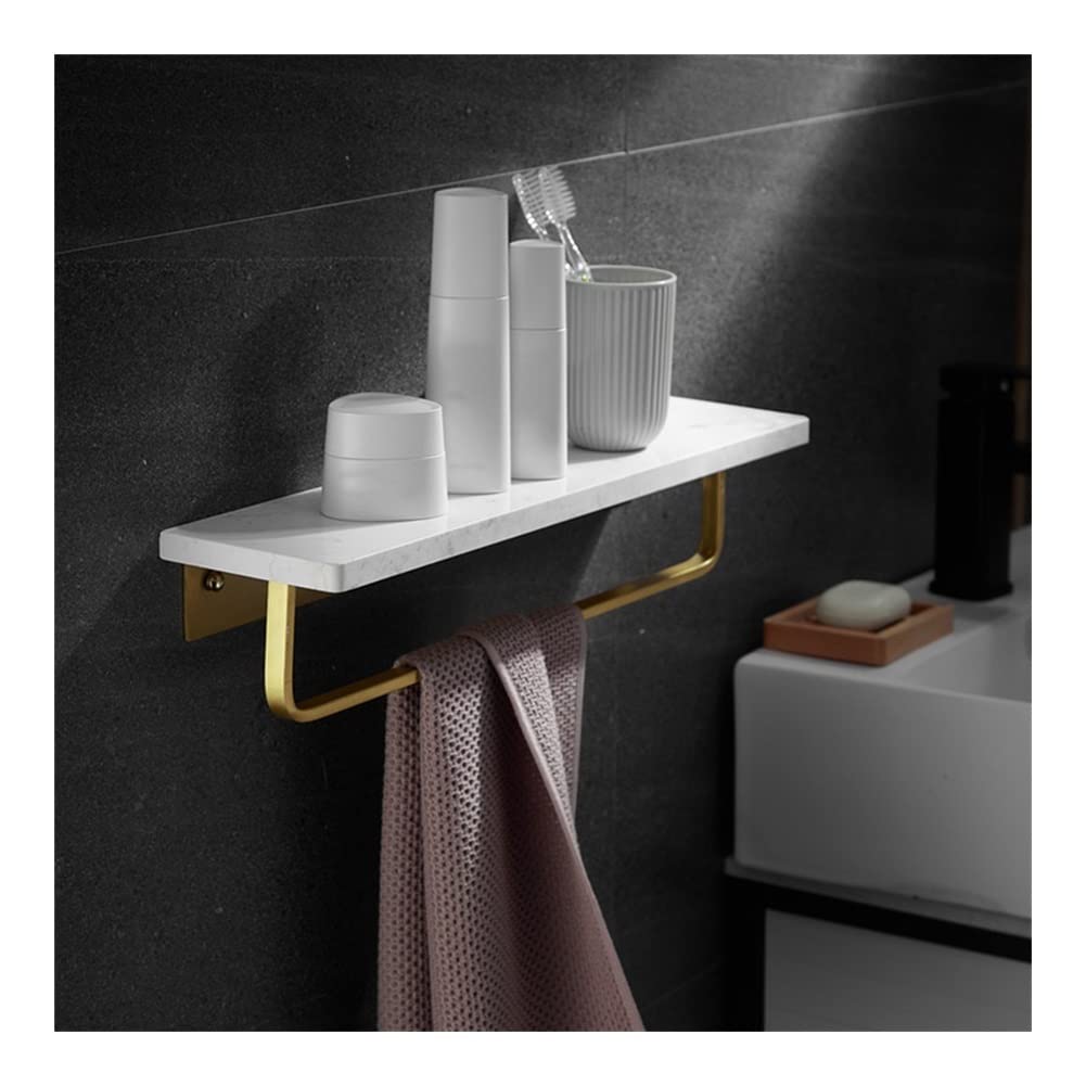 BAHELS Shower Caddy Bathroom Gold Brass Marble Shelf Bathroom Towel Bar Holder Luxury Marble Style Bathroom Shelf Accessory