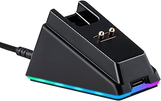 RGB Charger Dock with USB Charging Cable Compatible for Razer Basilisk/Viper Ultimate/Naga Pro/deathadder v2 Pro Mouse (With RGB lights)