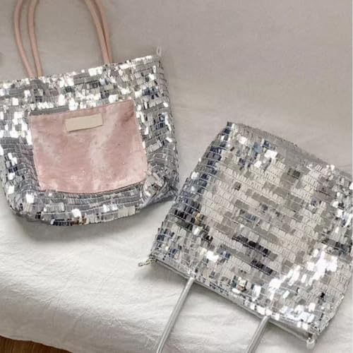 Stylish Summer Sequin Shoulder Bag for Women - Versatile Crossbody & Handheld Design(Blue)3