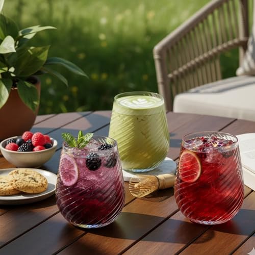 Image of 48 Pack Origami Ripple Plastic Glasses 24 9 Ounce Stemless Champagne Flutes & 24 12 Ounce Cups, BPA-Free Disposable Shatterproof Toasting Glasses for Weddings, Bars, and Events (48, Twiselle Clear)