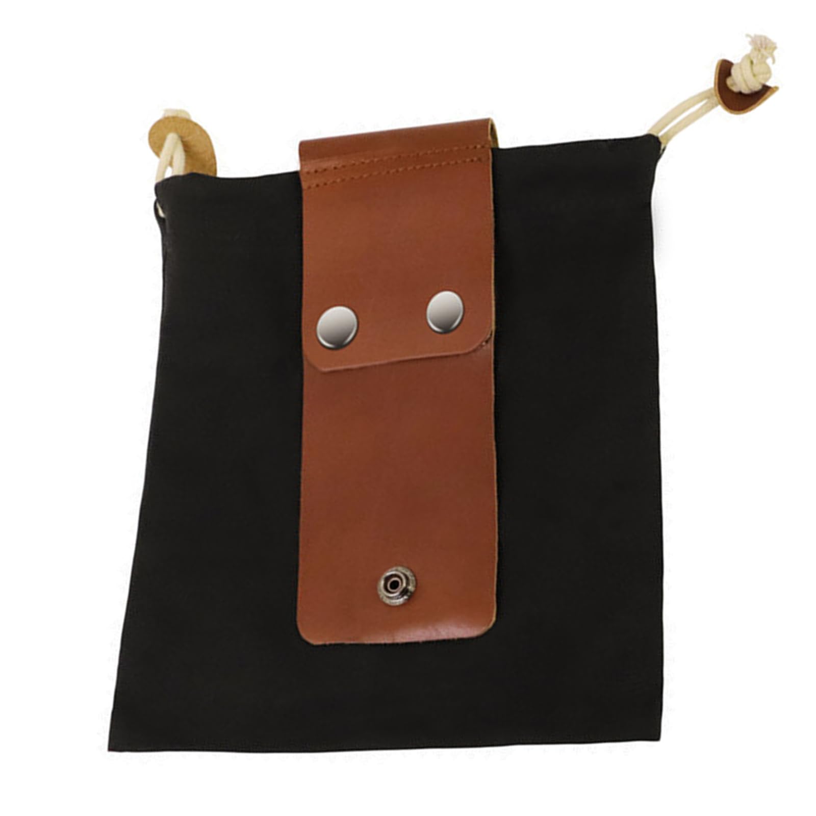 Uqezagpa Men's Black Foldable Waxed Canvas Foraging Pouches Hiking Waist Pack With Drawstring Leather Mushroom Belt For Camping And Foldable Foraging Bag