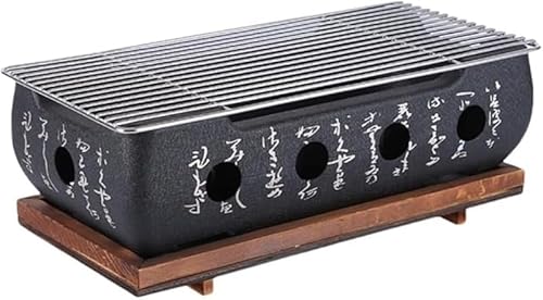 Rutexc チャコールグリル ワイヤーメッシュと木製ベース付き日本製卓上グリル ヒノキスタイル 小型ファイヤーピット 業務用・家庭用に最適 レストラン、ホテル、アウトドア、キャンプ、ハイキング、ピクニックに最適な調理器具
