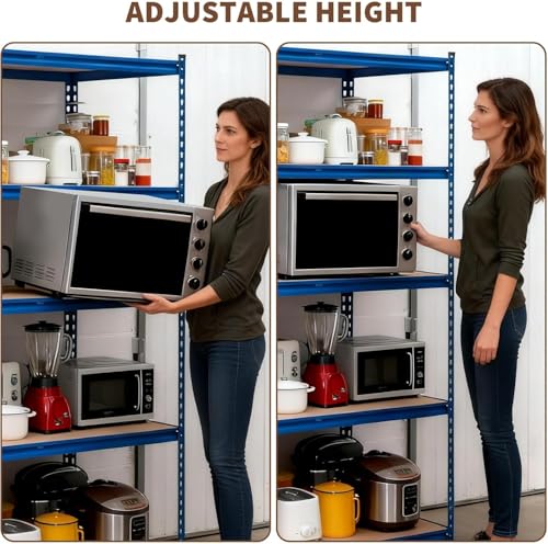 Image of GarveeTech 5-Tier Heavy Duty Storage Shelves, 2500 LBS Capacity Metal Shelving Unit with MDF Board, 60 inch W x 24 inch D x 72 inch H Adjustable Garage Shelving for Basement and Warehouse, High Gloss Blue