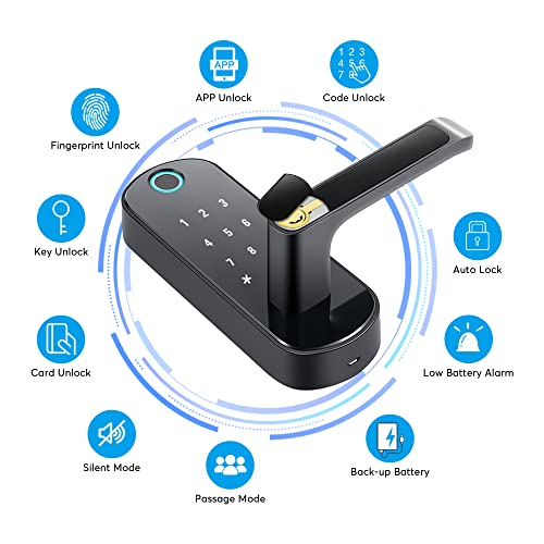Image of Smart Lock,CATCHFACE Bluetooth Enabled Fingerprint and Touchscreen Electronic Door Lock|TTLock Door Lock|Keyless Entry Door Lock|Auto Lock|Smart Door Lock for Front Door Office Apartment Garage