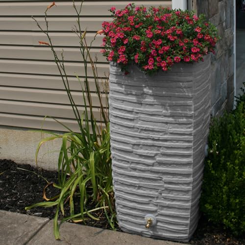 Good Ideas 2 X Impressions Riverwalk 50 Gallon Faux Slate Surface Dual Spigot Rain Barrel thumb #4