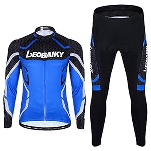 RMane Herren Radsport-Anzüge Fleece Fahrradbekleidung Set Radtrikot Langarm Radjacke + Radhose 3D Gepolsterte S – 2XL