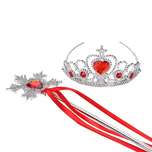 Image of FancyDressWale Princess Dress Up Princess Silk Wands Tiaras and Crowns for Girls Gem Wand Gold Set Red