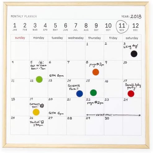 Kikkerland Portable Hanging Schedule White Board Monthly Calendar Planner Dry Erase Memo Organizer, 8.5" x 10.5"