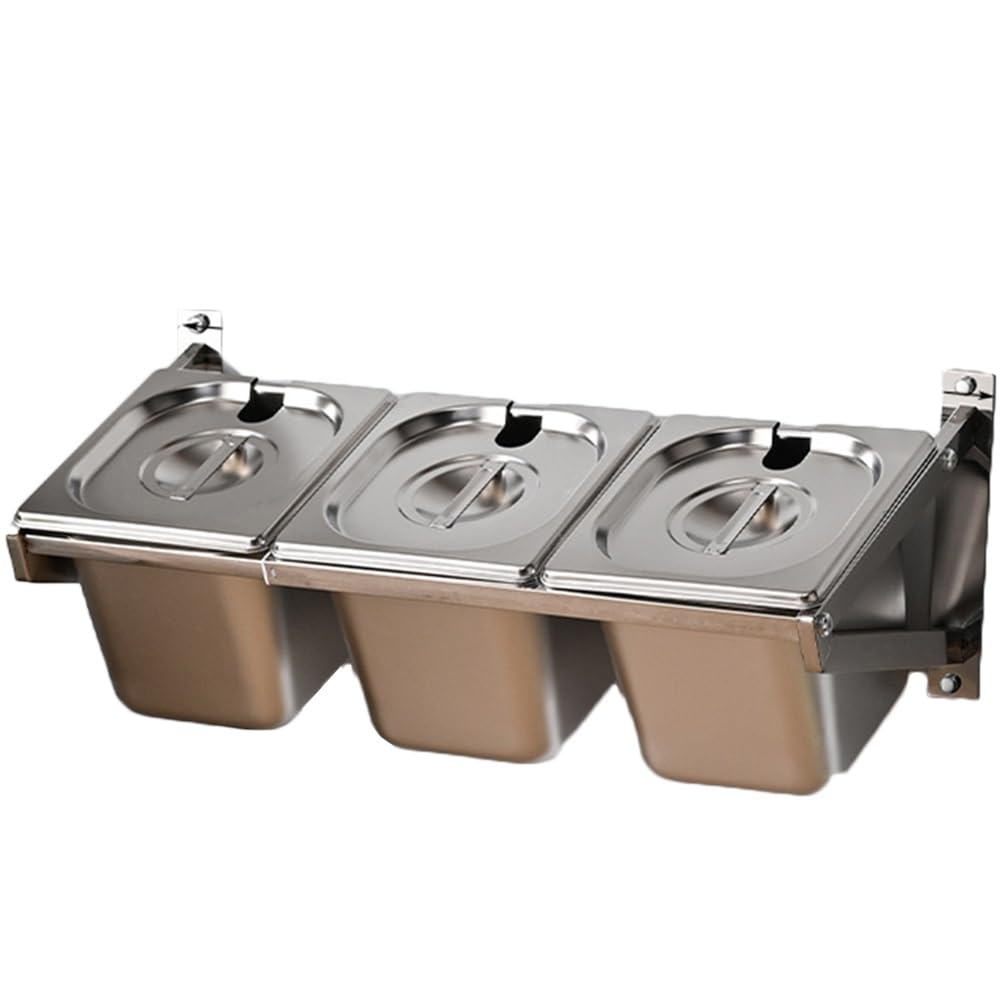 Acero Inoxidable Wall Mount Recipientes Retráctil Especias con Tapa Kit,Pieza Encimera Soportes Botes De Especia,Condimentos Tarros Profundidad 5.9IN(20.6X8.7X7IN-1PCS)