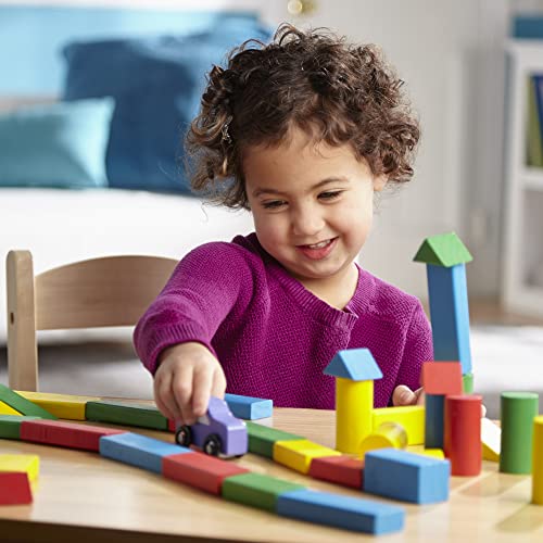 Melissa & Doug Wooden Building Blocks Set 100 Blocks in 4 Colors and