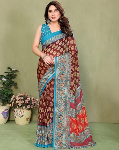 Image of Yashika Women's Georgette Saree with Blouse Piece for Traditional Ethinic Wear Sari